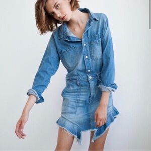NSF Frayed Denim Long Sleeve Neva Dress P / XS